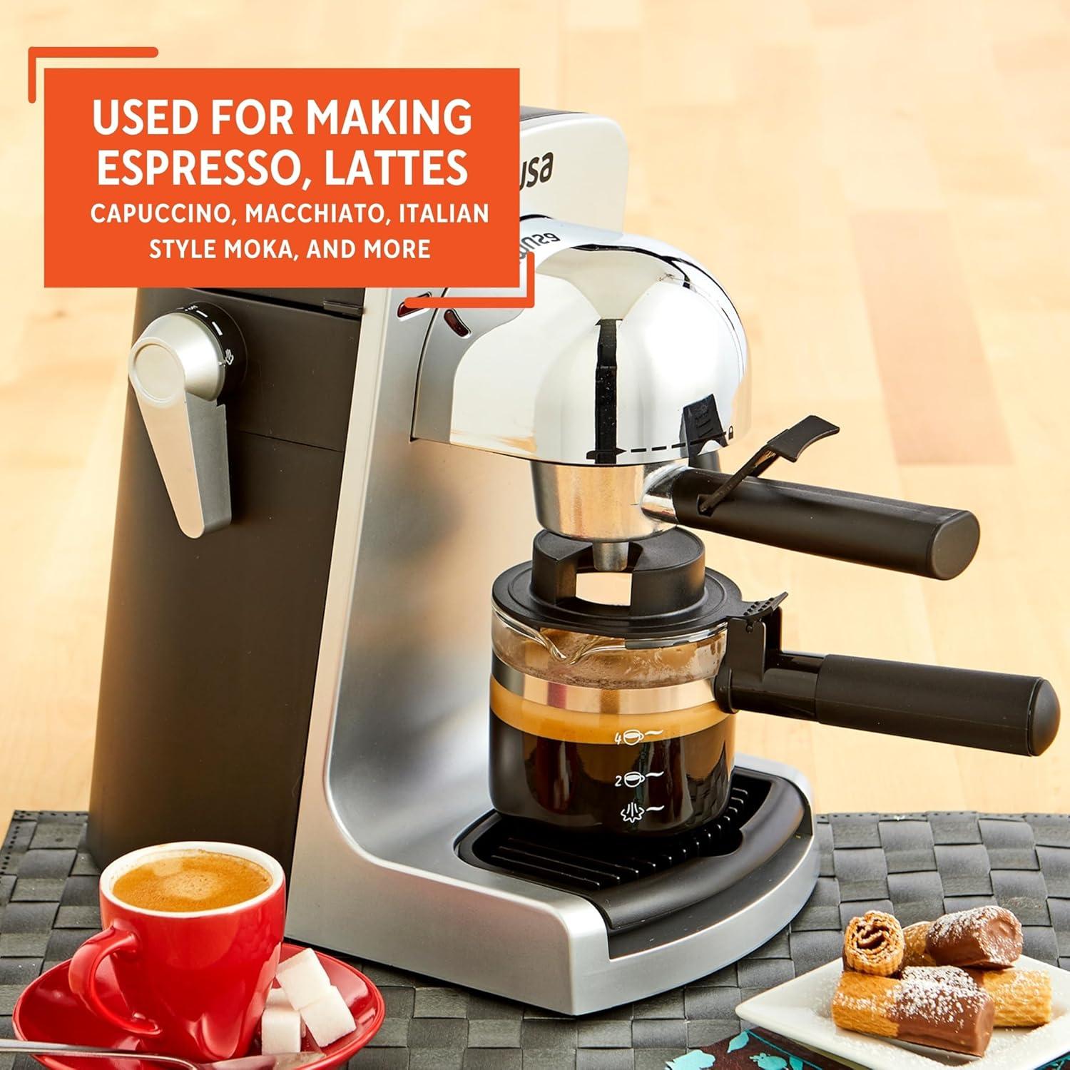 imageIMUSA 4cup Electric Bistro Espresso Cappuccino Maker SilverBistro