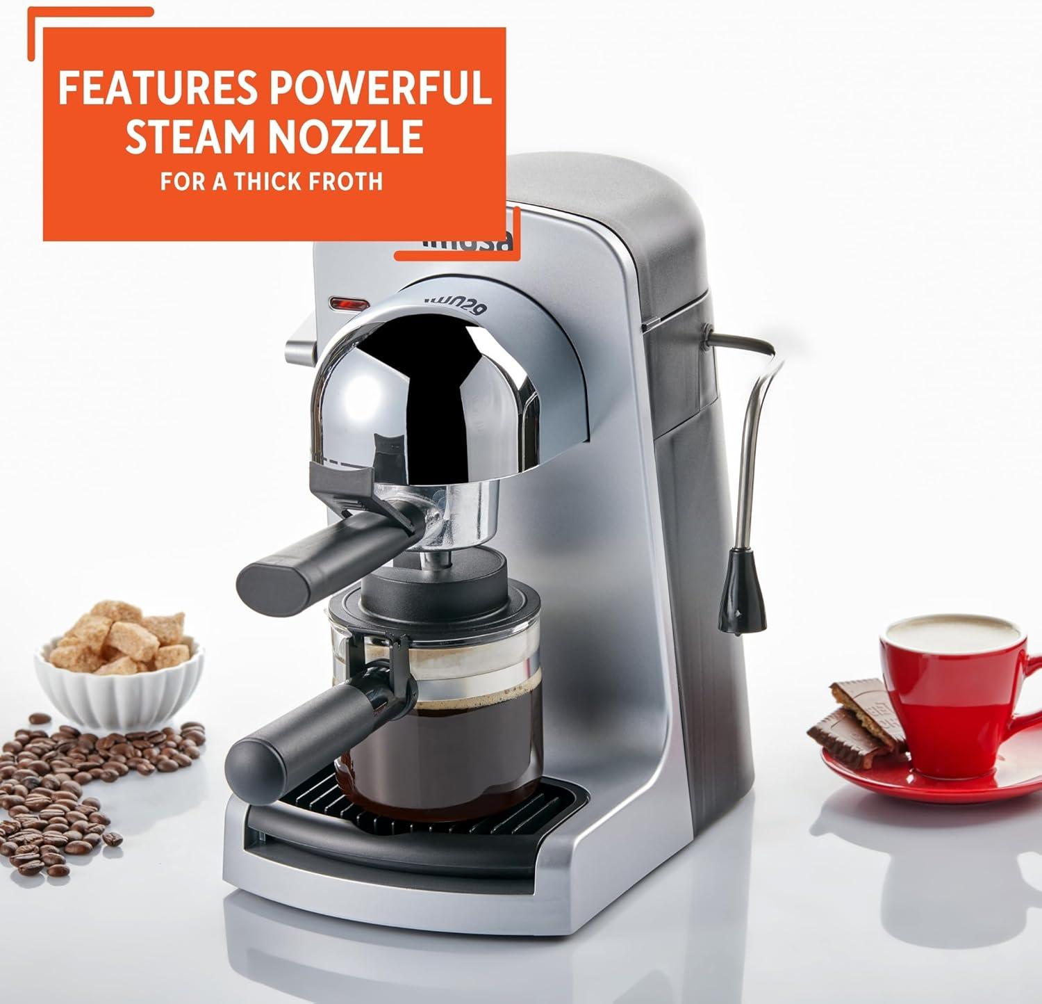 imageIMUSA 4cup Electric Bistro Espresso Cappuccino Maker SilverBistro