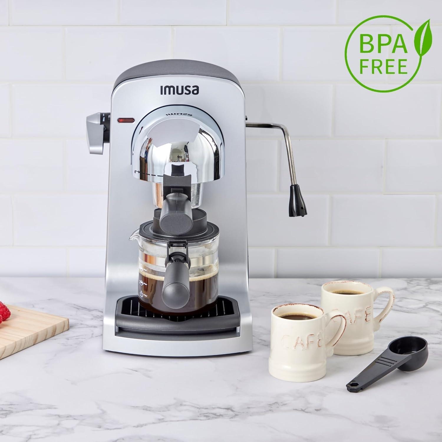 imageIMUSA 4cup Electric Bistro Espresso Cappuccino Maker SilverBistro