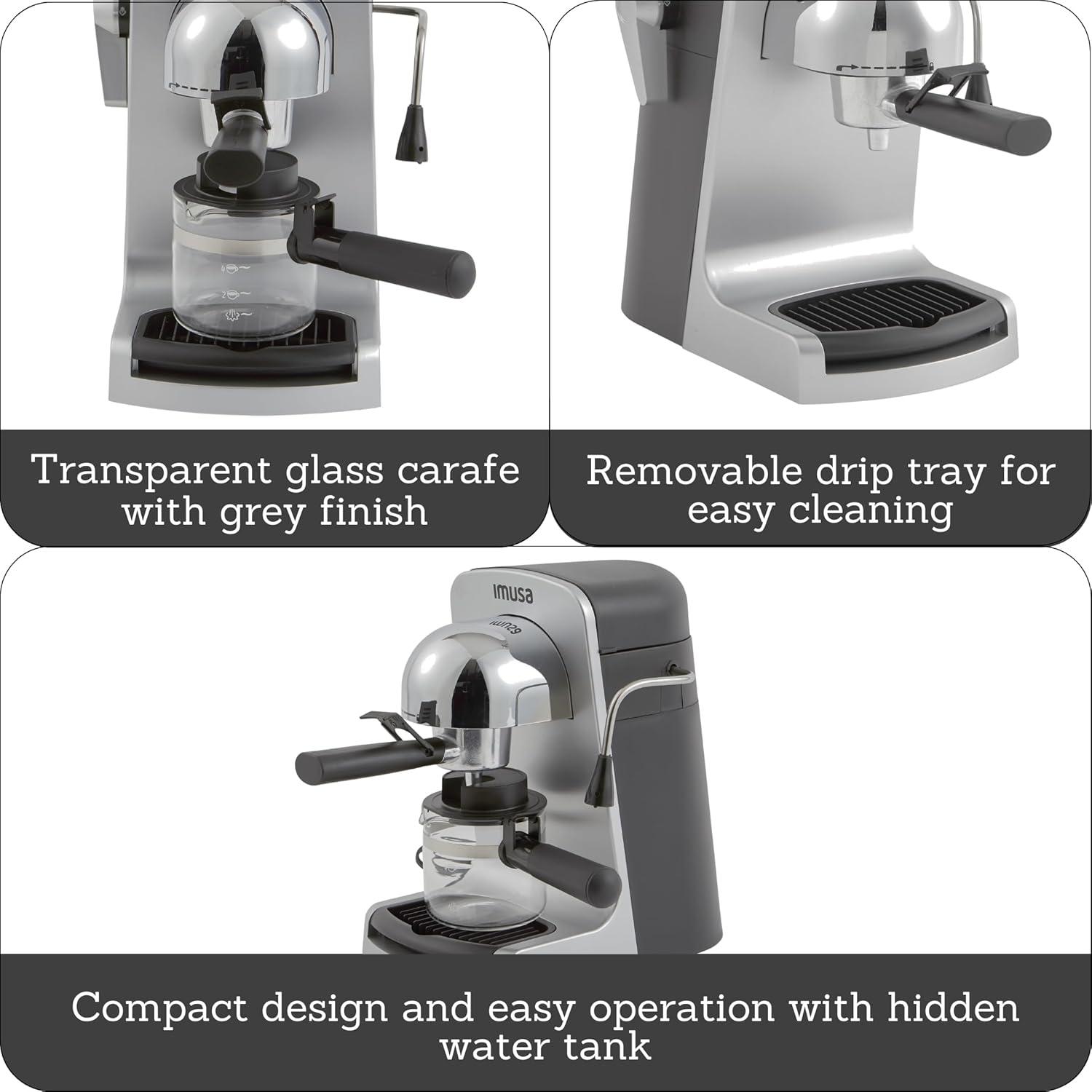 imageIMUSA 4cup Electric Bistro Espresso Cappuccino Maker SilverBistro