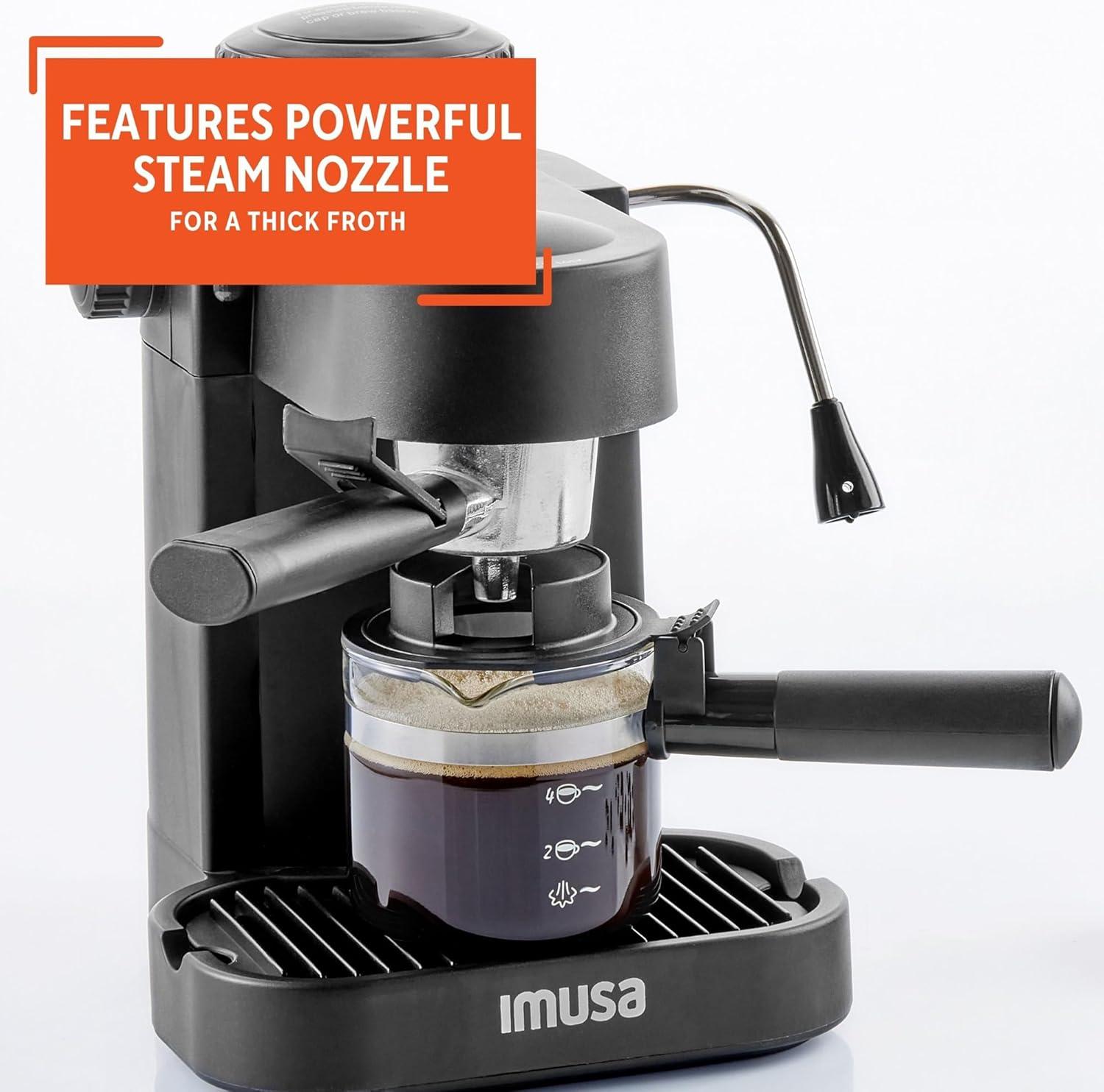 imageIMUSA 4cup Electric Bistro Espresso Cappuccino Maker SilverClassic