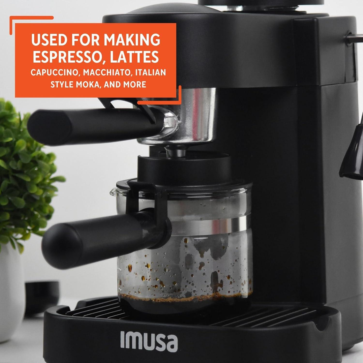 imageIMUSA 4cup Electric Bistro Espresso Cappuccino Maker SilverClassic
