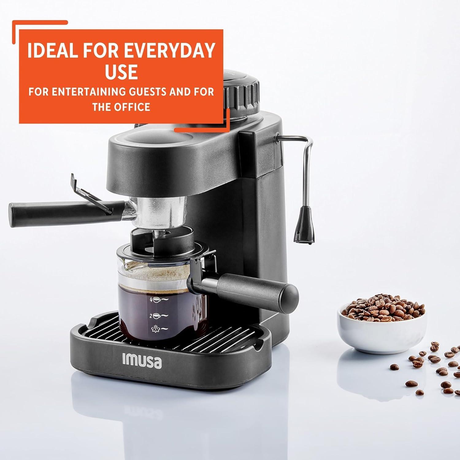 imageIMUSA 4cup Electric Bistro Espresso Cappuccino Maker SilverClassic