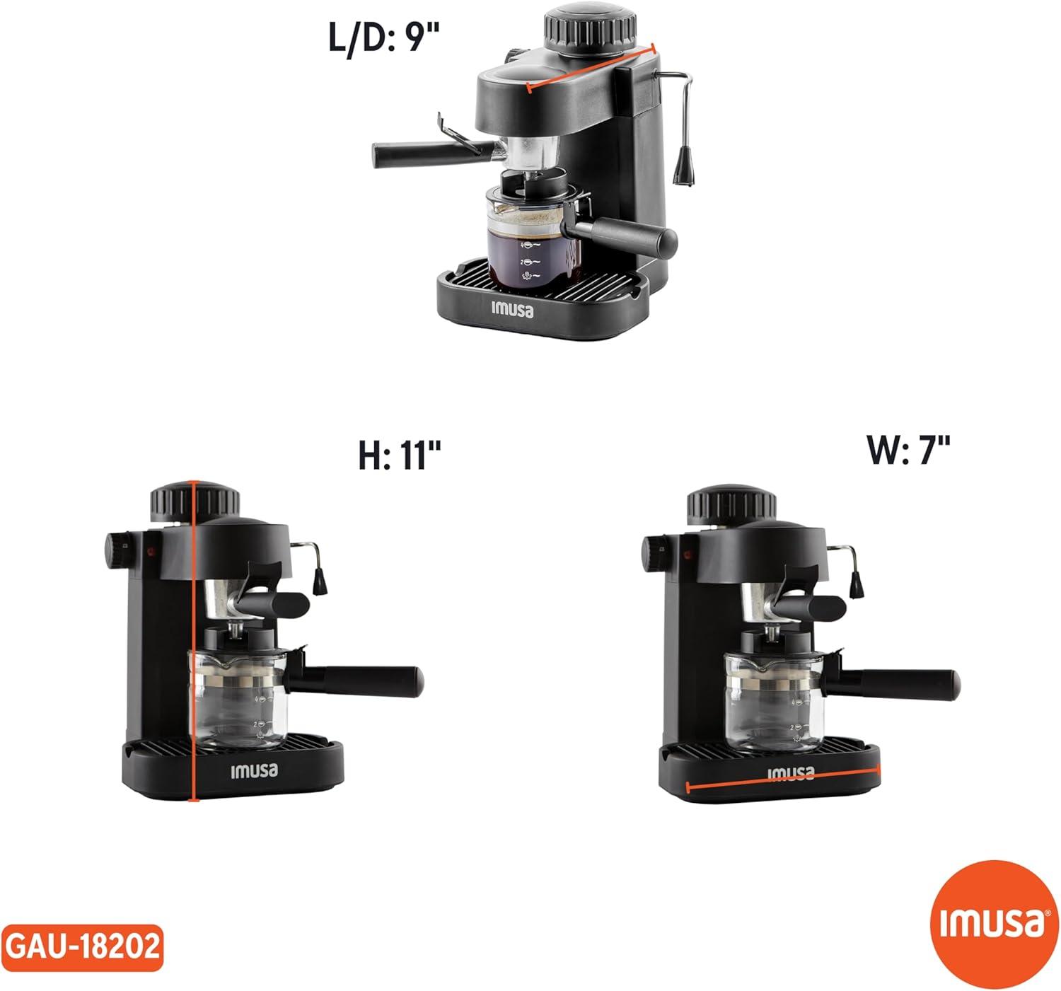 imageIMUSA 4cup Electric Bistro Espresso Cappuccino Maker SilverClassic