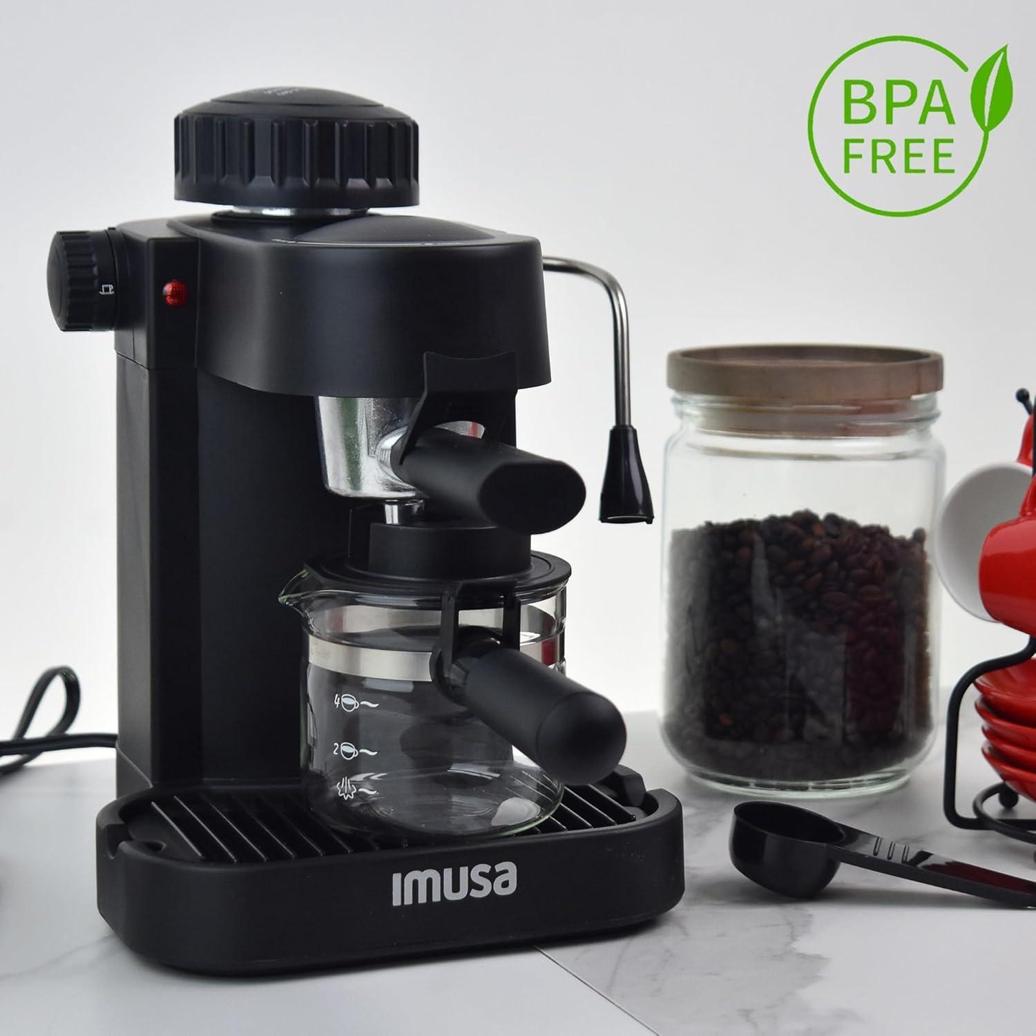 imageIMUSA 4cup Electric Bistro Espresso Cappuccino Maker SilverClassic