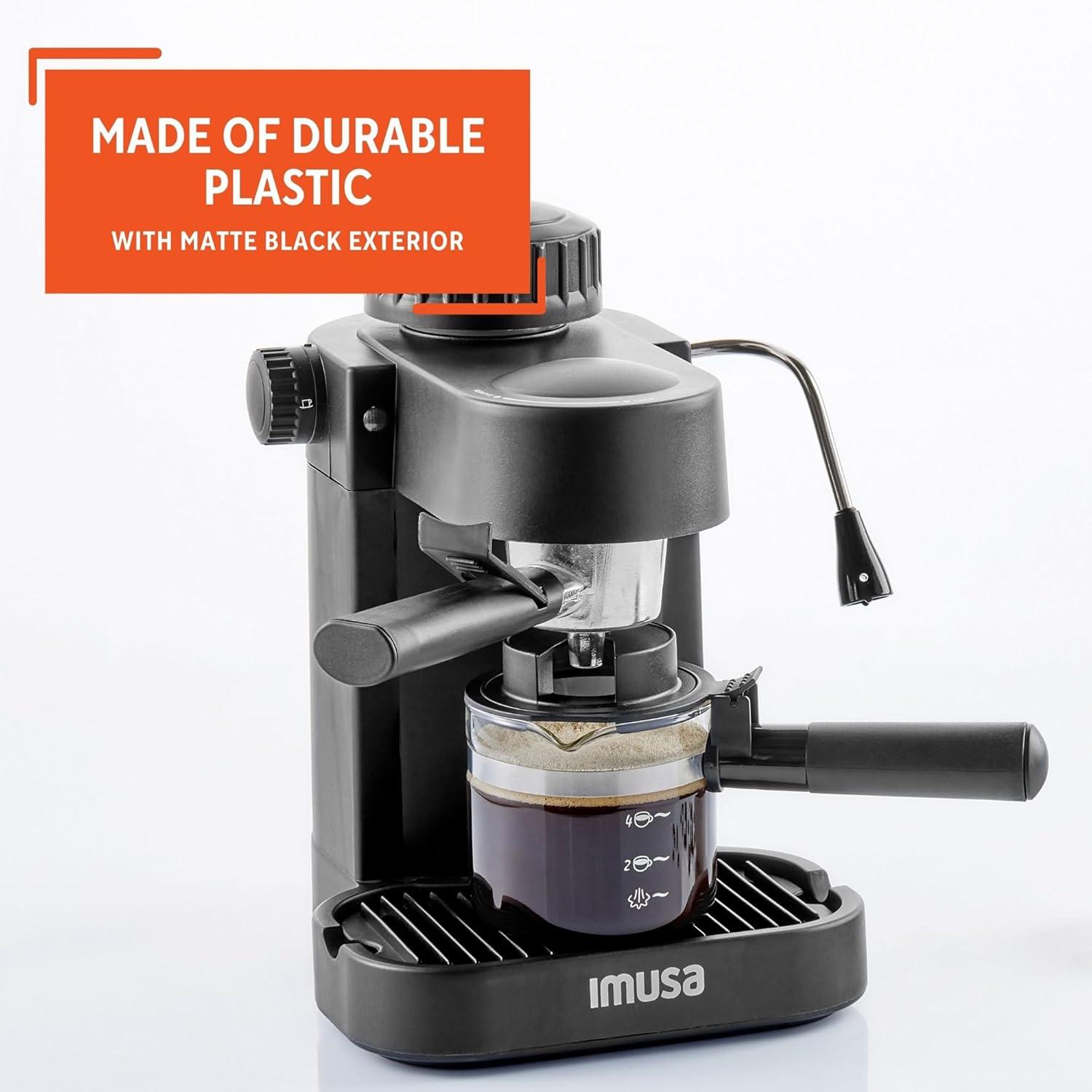 imageIMUSA 4cup Electric Bistro Espresso Cappuccino Maker SilverClassic