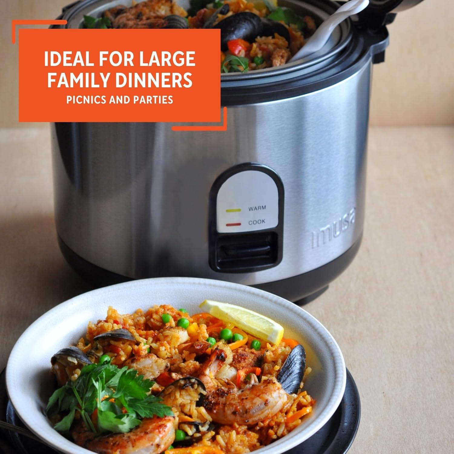 imageIMUSA 10cup Deluxe Stainless Steel Electric Rice Cooker with Steam Tray10 Cups