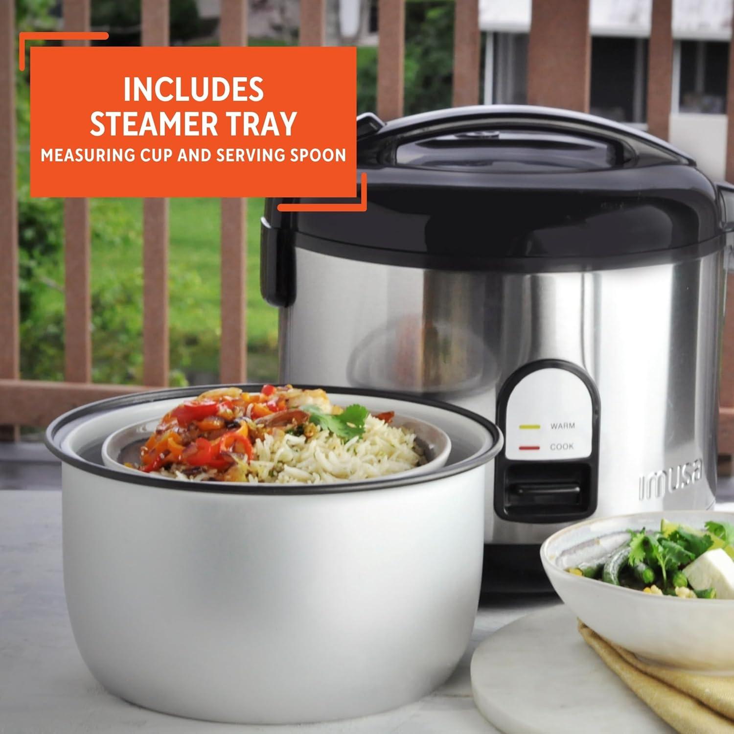 imageIMUSA 10cup Deluxe Stainless Steel Electric Rice Cooker with Steam Tray10 Cups