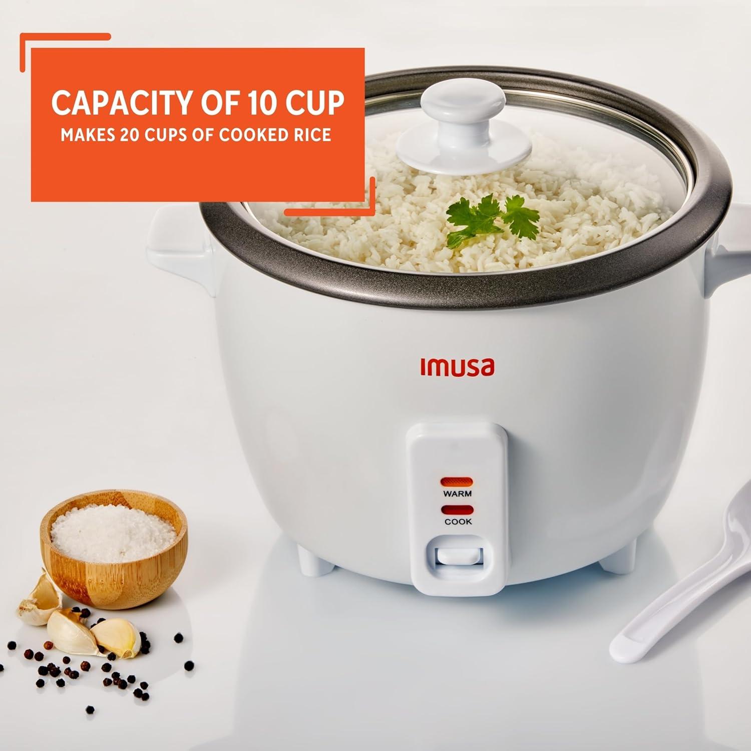 imageIMUSA 10cup Deluxe Stainless Steel Electric Rice Cooker with Steam Tray10 Cups