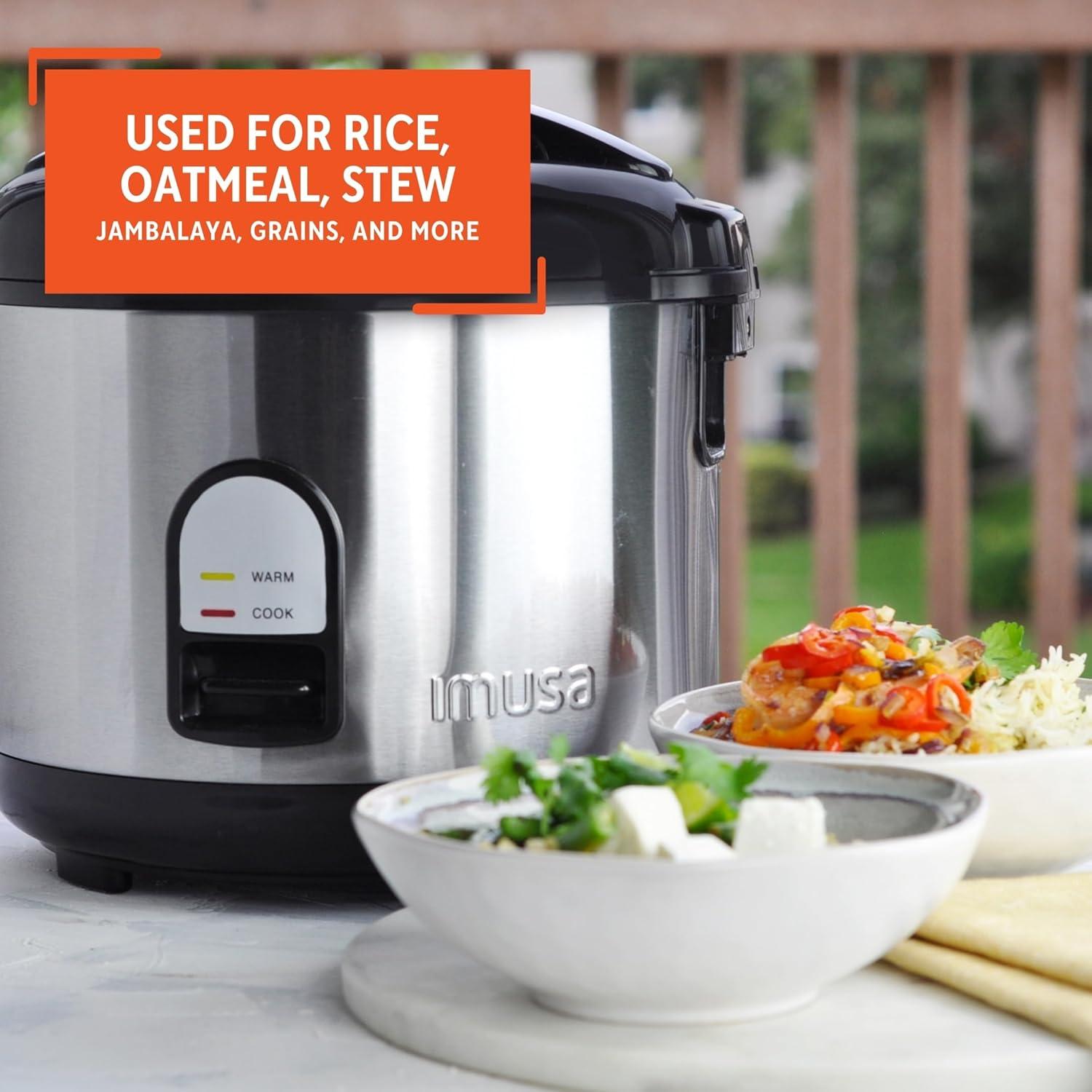 imageIMUSA 10cup Deluxe Stainless Steel Electric Rice Cooker with Steam Tray10 Cups