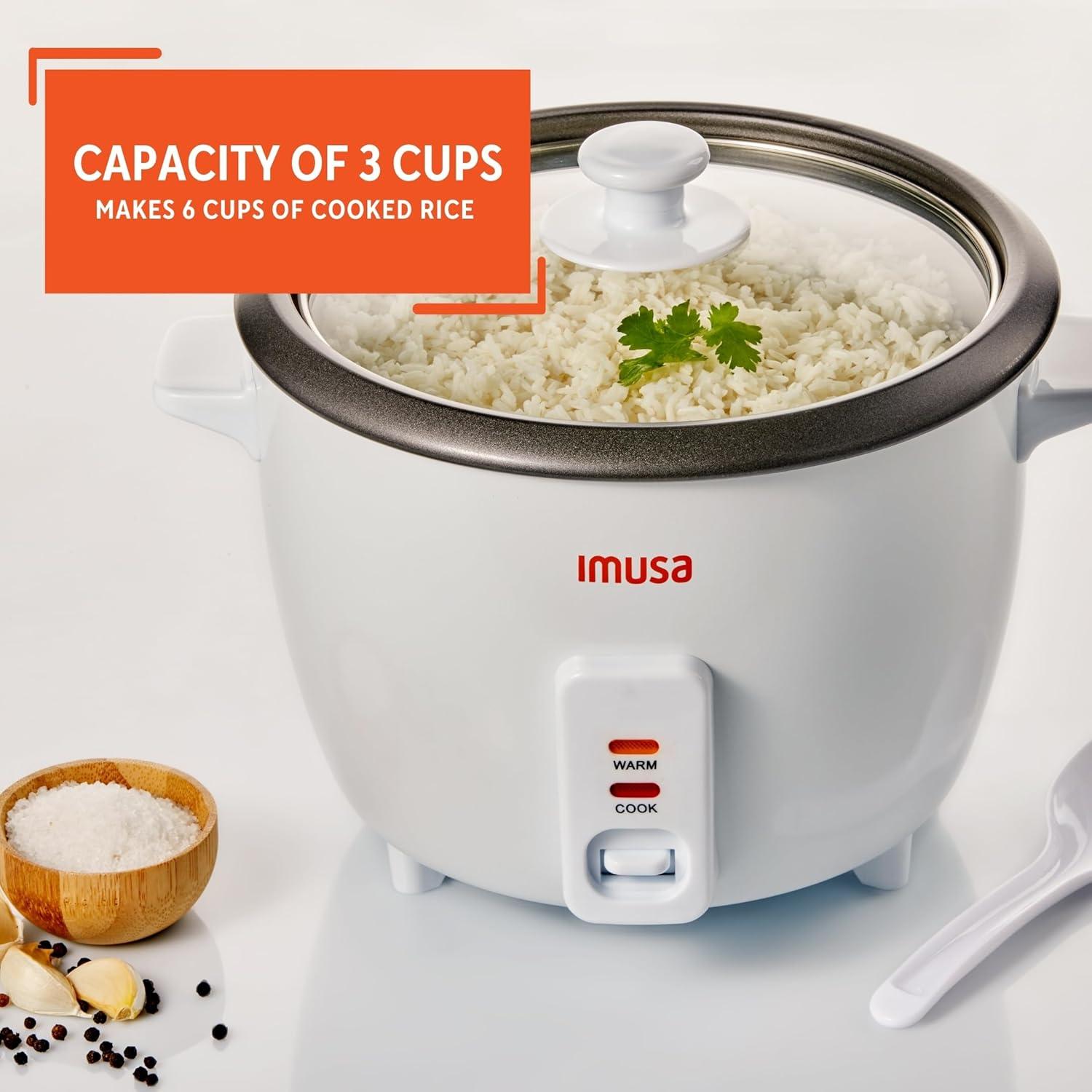 imageIMUSA 10cup Deluxe Stainless Steel Electric Rice Cooker with Steam Tray3 Cups