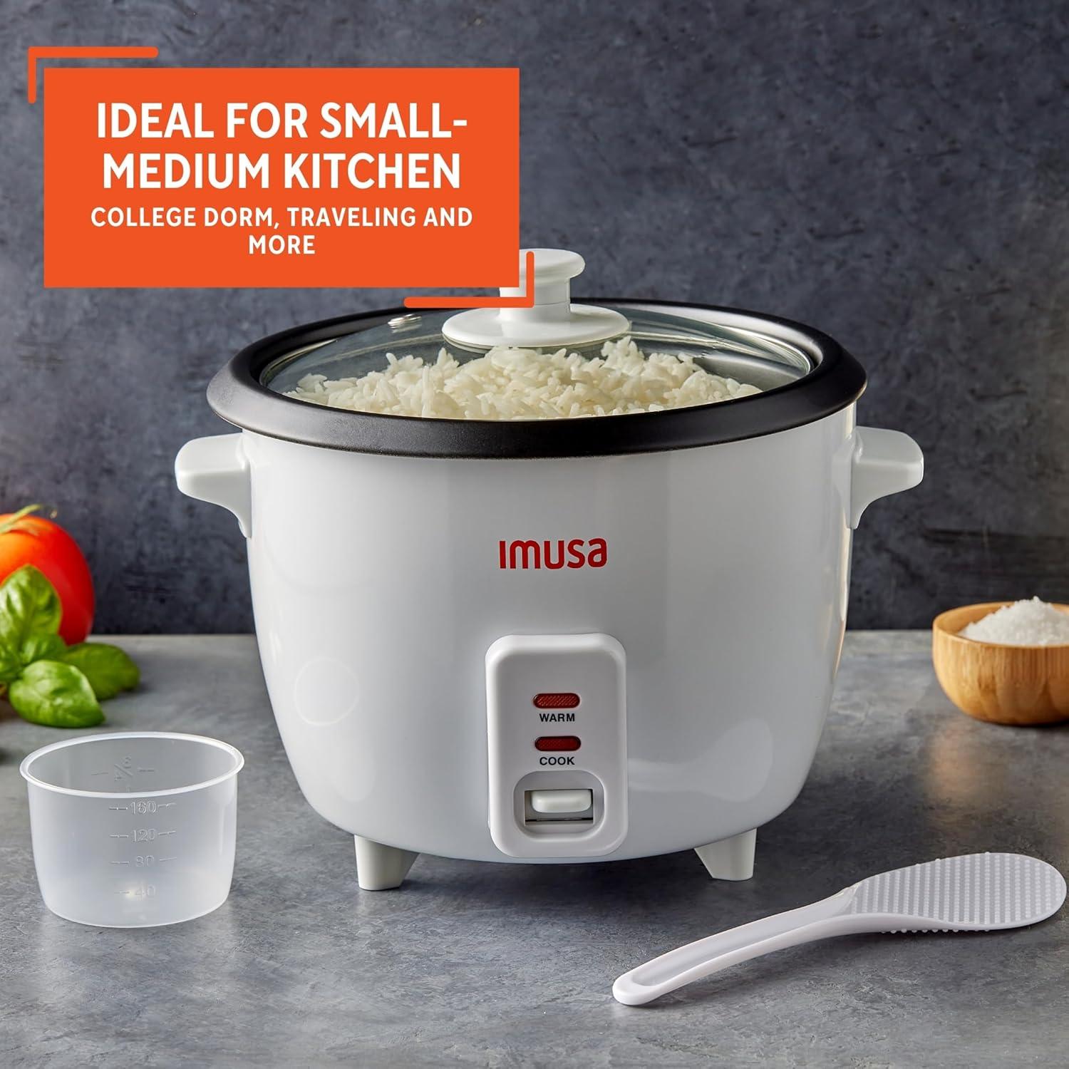 imageIMUSA 10cup Deluxe Stainless Steel Electric Rice Cooker with Steam Tray3 Cups