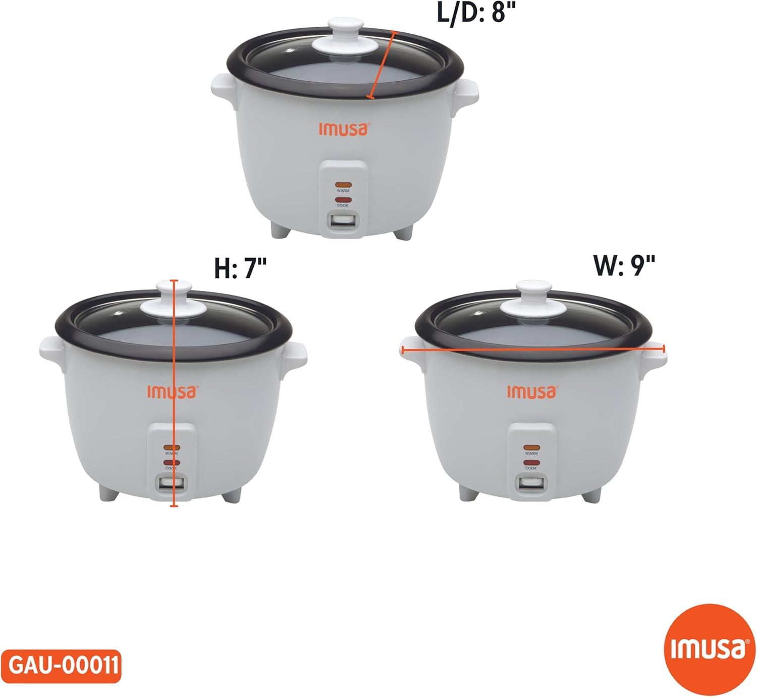 imageIMUSA 10cup Deluxe Stainless Steel Electric Rice Cooker with Steam Tray3 Cups