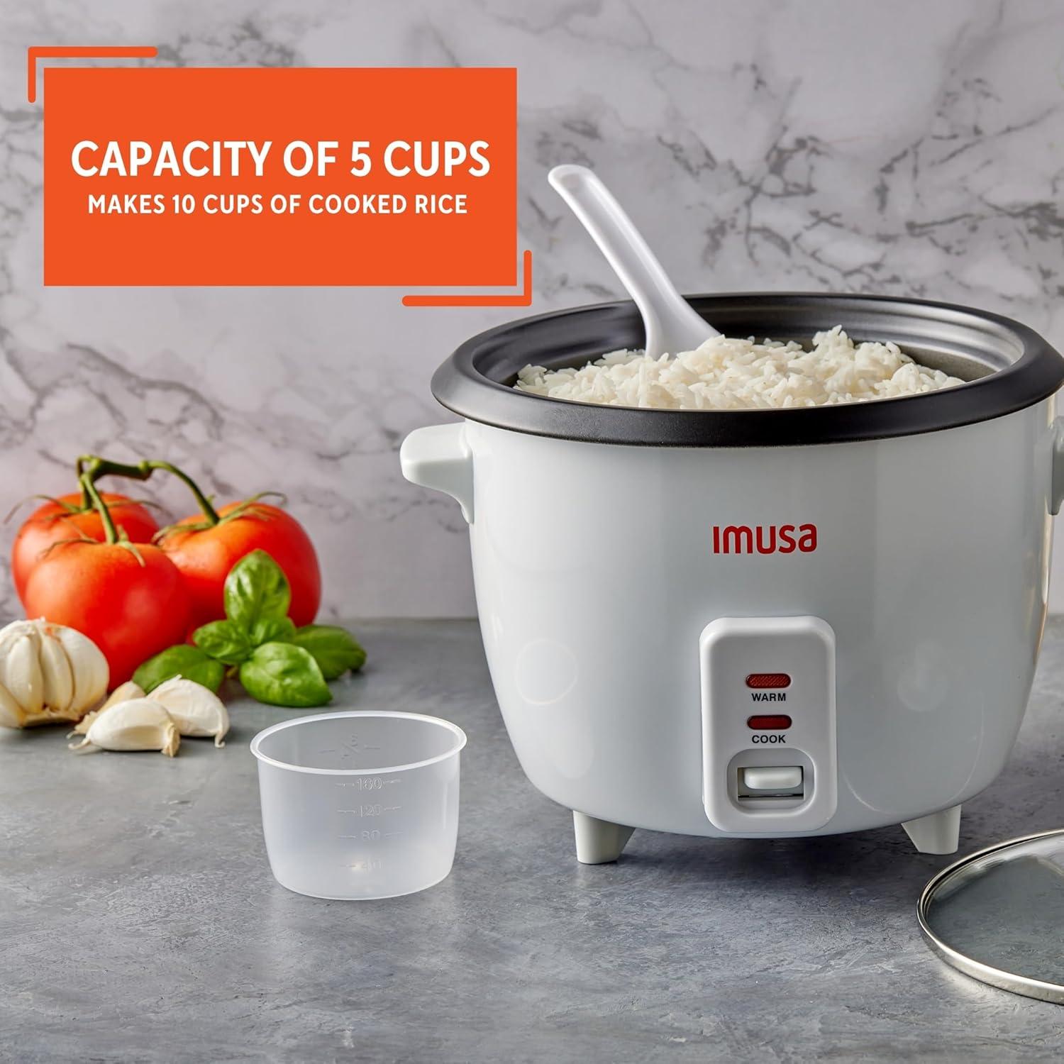 imageIMUSA Electric Rice Cooker 10 Cup Cooked 5 Cup Uncooked  Ceramic Nonstick Pot Multi Cooker for Rice Quinoa Oatmeal Stew  Keep Warm  Compact for Kitchen Dorm RV10 Cup