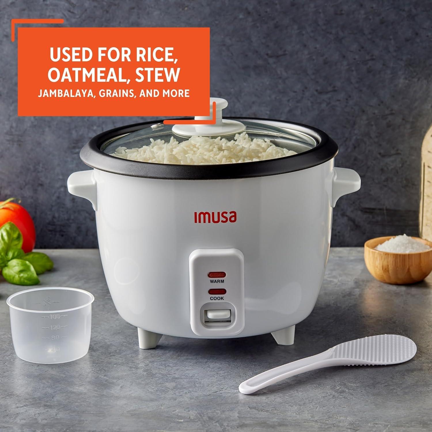 imageIMUSA Electric Rice Cooker 10 Cup Cooked 5 Cup Uncooked  Ceramic Nonstick Pot Multi Cooker for Rice Quinoa Oatmeal Stew  Keep Warm  Compact for Kitchen Dorm RV6 Cup