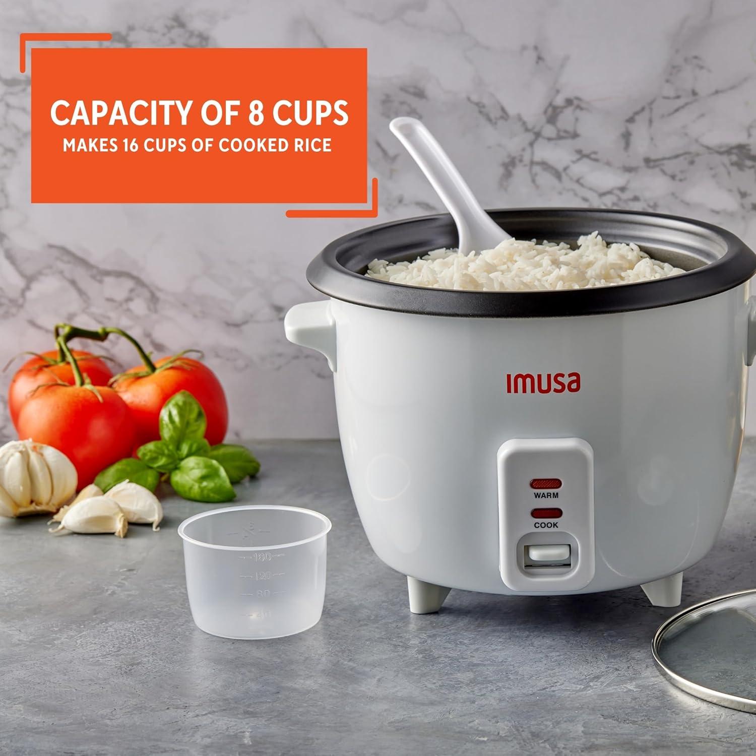 imageIMUSA Electric Rice Cooker 10 Cup Cooked 5 Cup Uncooked  Ceramic Nonstick Pot Multi Cooker for Rice Quinoa Oatmeal Stew  Keep Warm  Compact for Kitchen Dorm RV16 Cup