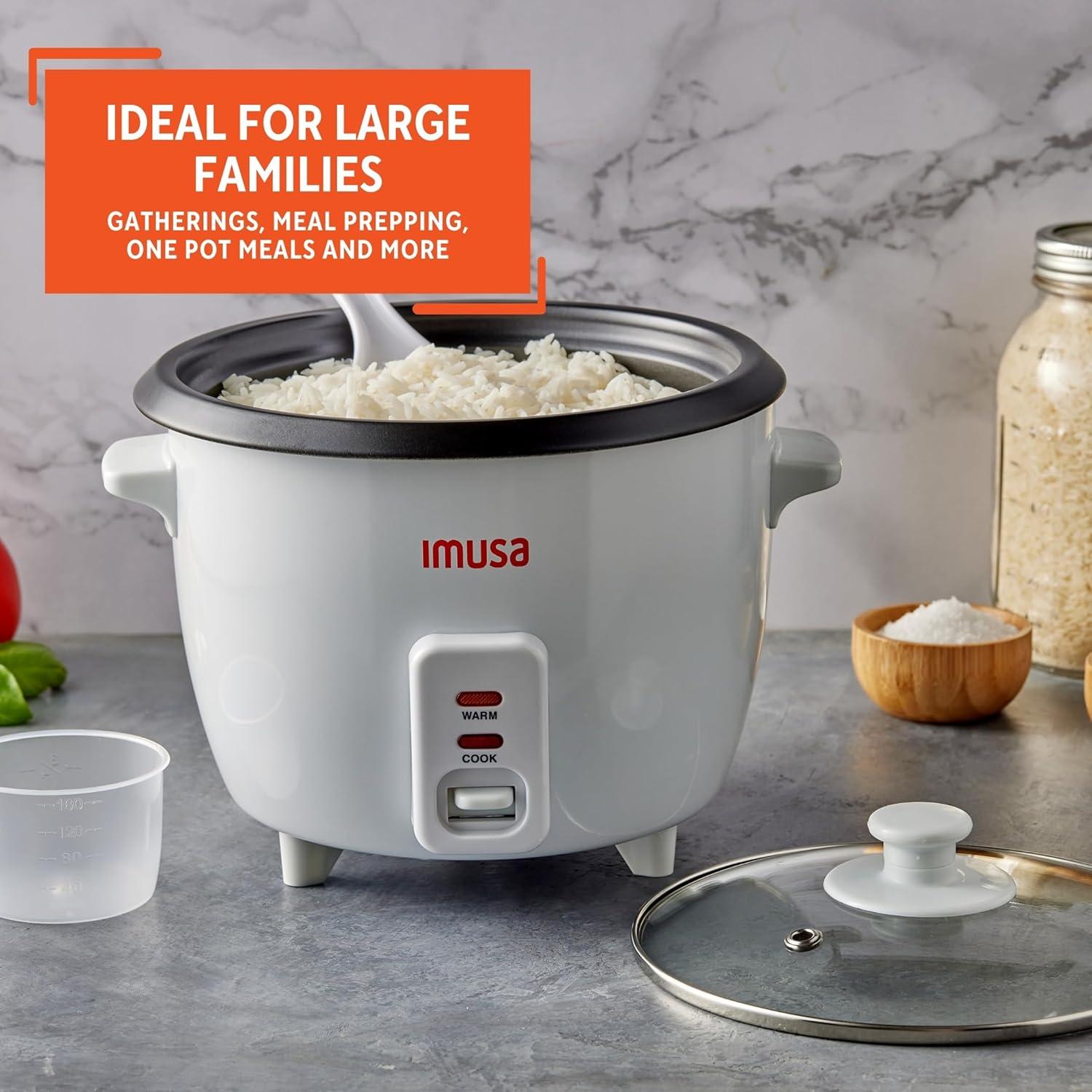 imageIMUSA Electric Rice Cooker 10 Cup Cooked 5 Cup Uncooked  Ceramic Nonstick Pot Multi Cooker for Rice Quinoa Oatmeal Stew  Keep Warm  Compact for Kitchen Dorm RV16 Cup
