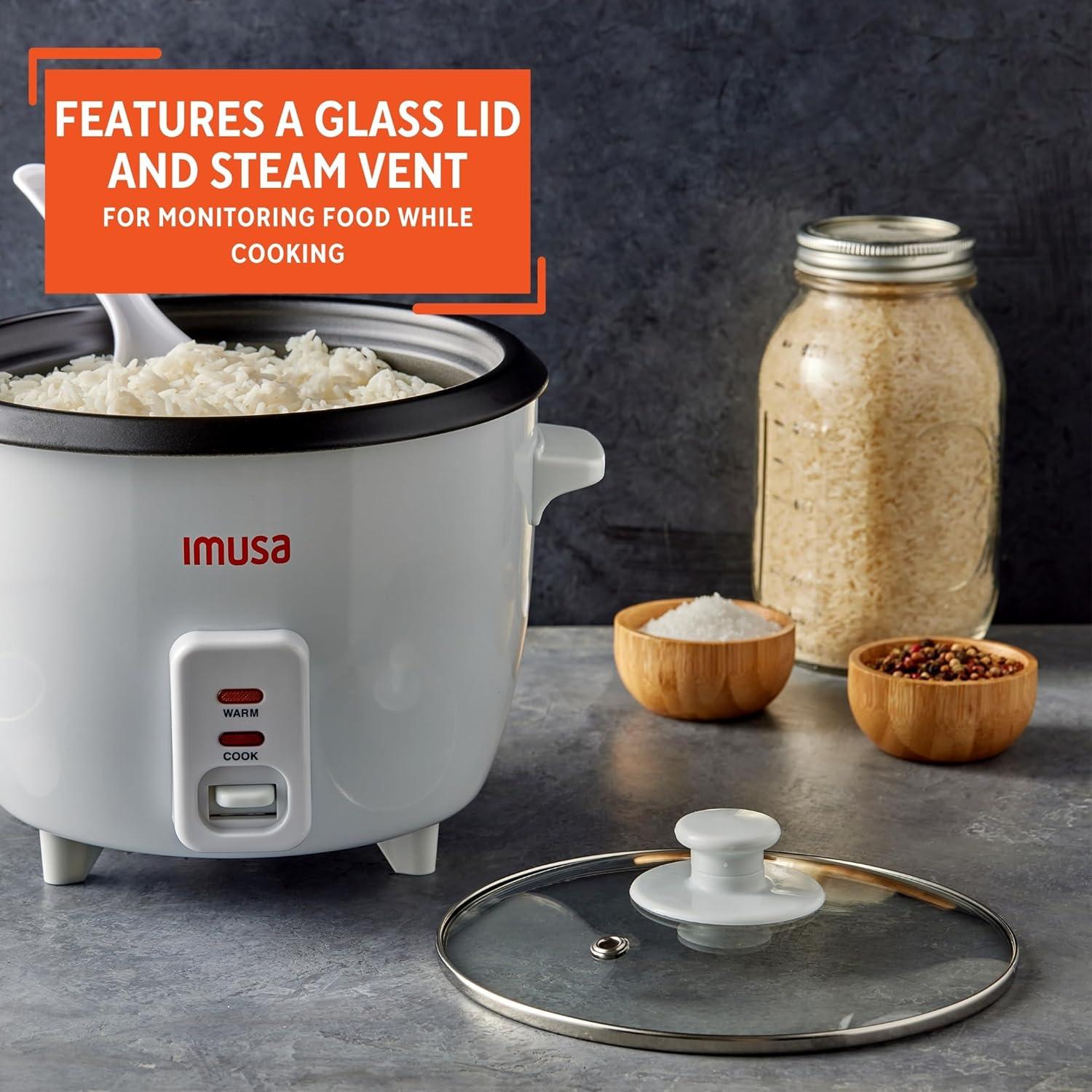 imageIMUSA Electric Rice Cooker 10 Cup Cooked 5 Cup Uncooked  Ceramic Nonstick Pot Multi Cooker for Rice Quinoa Oatmeal Stew  Keep Warm  Compact for Kitchen Dorm RV16 Cup