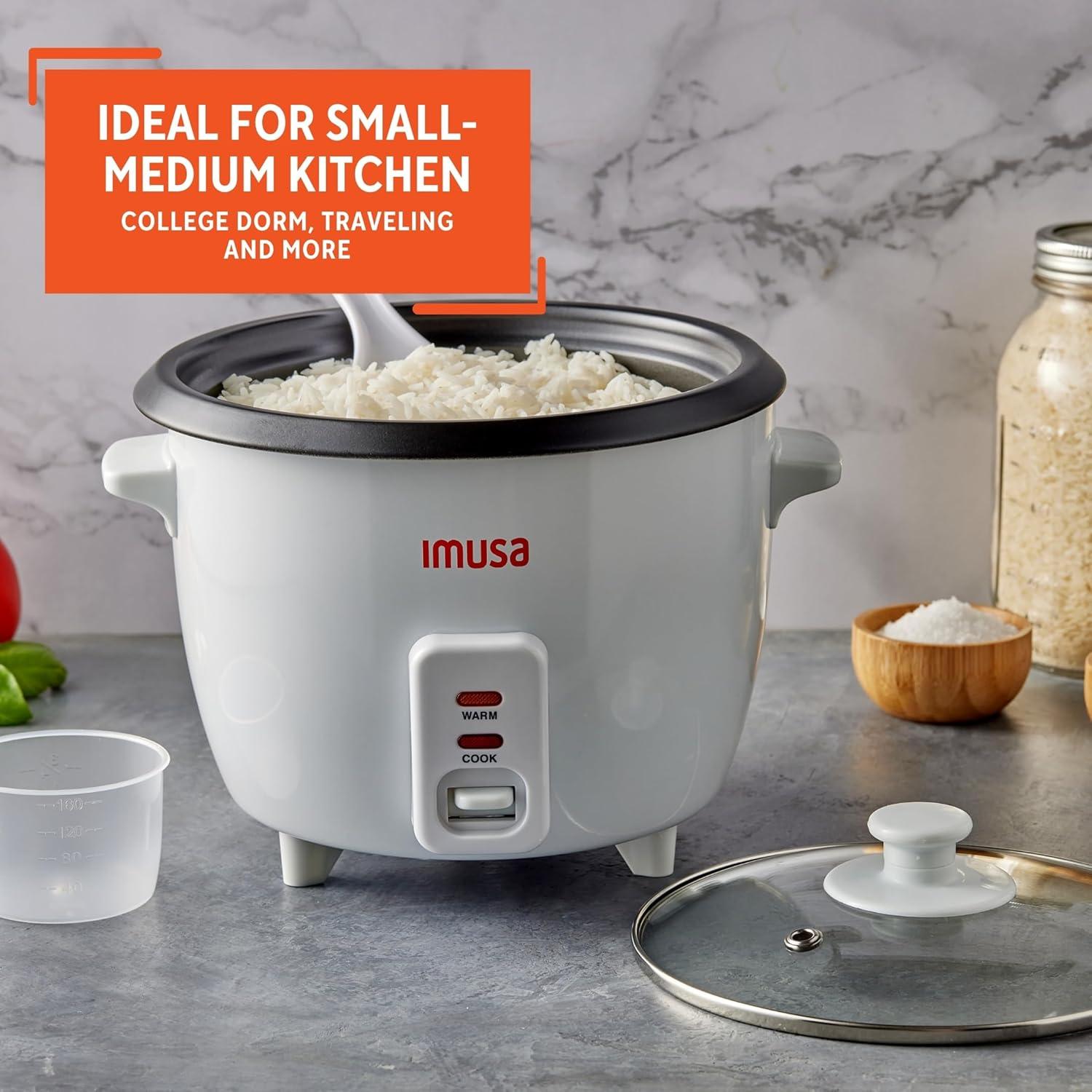 imageIMUSA Electric Rice Cooker 10 Cup Cooked 5 Cup Uncooked  Ceramic Nonstick Pot Multi Cooker for Rice Quinoa Oatmeal Stew  Keep Warm  Compact for Kitchen Dorm RV6 Cup