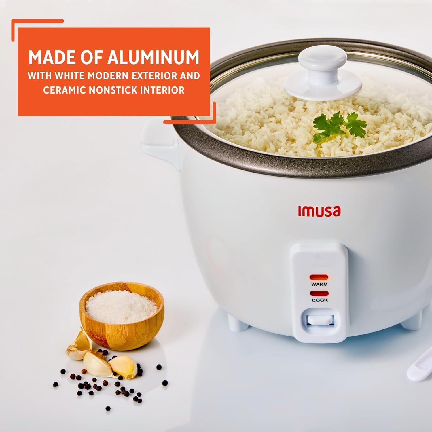 imageIMUSA Electric Rice Cooker 10 Cup Cooked 5 Cup Uncooked  Ceramic Nonstick Pot Multi Cooker for Rice Quinoa Oatmeal Stew  Keep Warm  Compact for Kitchen Dorm RV10 Cup
