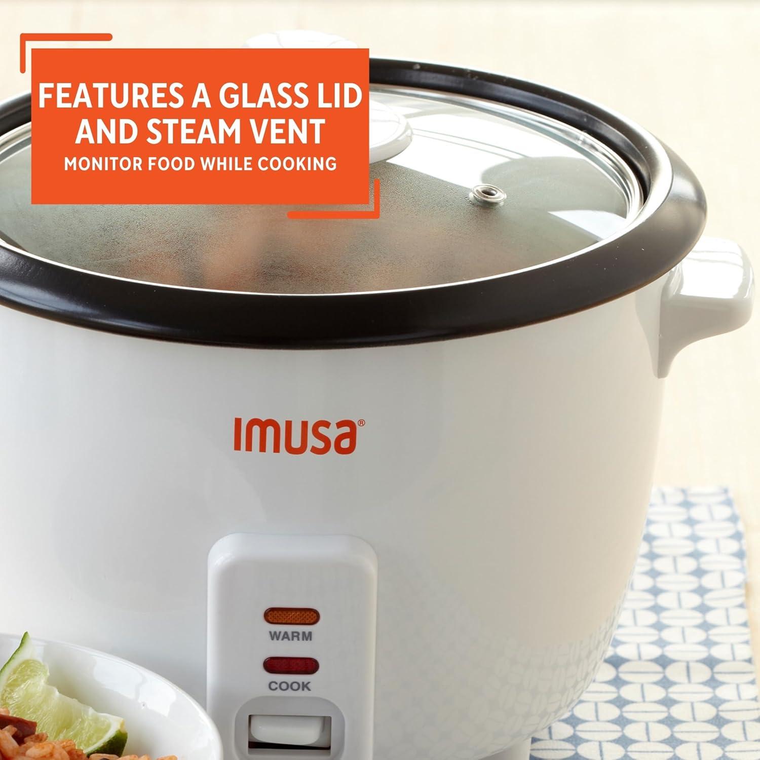 imageIMUSA USA GAU00012 Electric NonStick Rice Cooker 5Cup Uncooked 10Cup Cooked White5 Cups