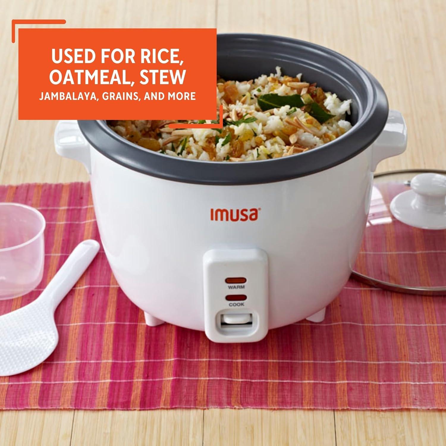 imageIMUSA USA GAU00012 Electric NonStick Rice Cooker 5Cup Uncooked 10Cup Cooked White5 Cups