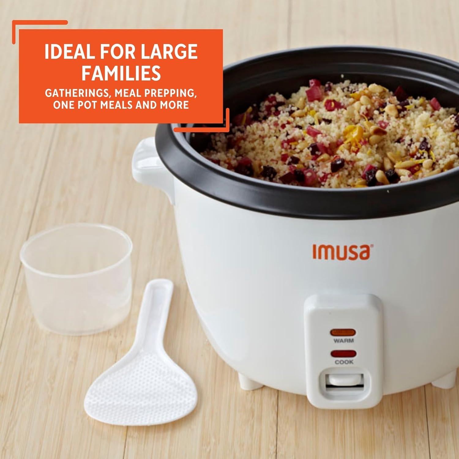 imageIMUSA USA GAU00012 Electric NonStick Rice Cooker 5Cup Uncooked 10Cup Cooked White5 Cups
