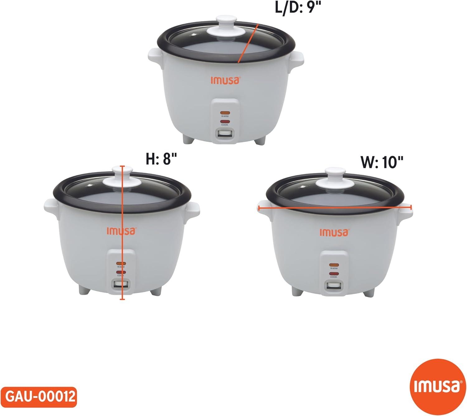 imageIMUSA USA GAU00012 Electric NonStick Rice Cooker 5Cup Uncooked 10Cup Cooked White5 Cups