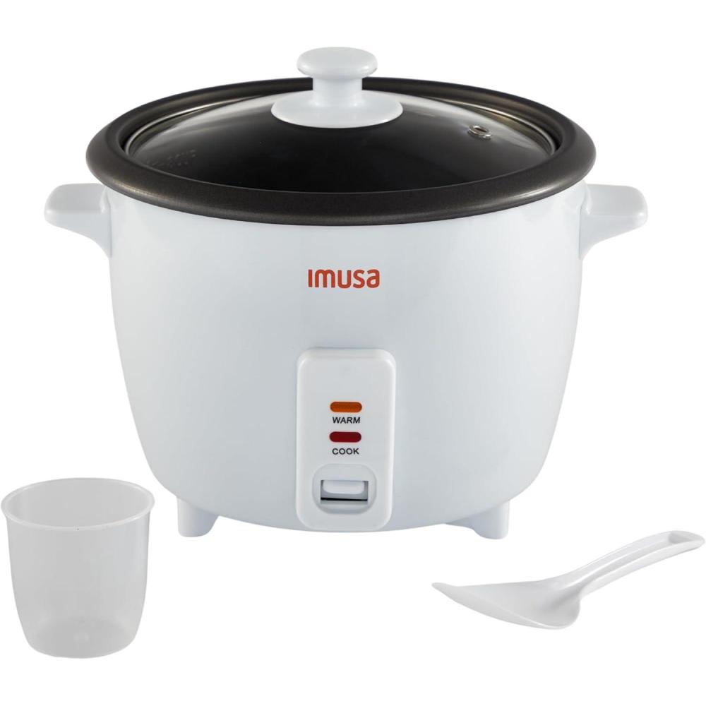 imageIMUSA Electric Rice Cooker 10 Cup Cooked 5 Cup Uncooked  Ceramic Nonstick Pot Multi Cooker for Rice Quinoa Oatmeal Stew  Keep Warm  Compact for Kitchen Dorm RV16 Cup